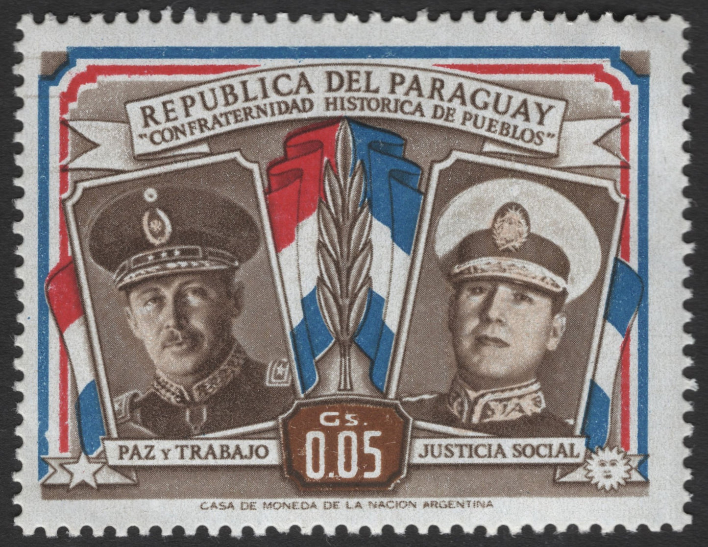 SCG11307 - Paraguay – “Confraternidad Histórica de Pueblos” Military Leaders (0.05 Cs)
