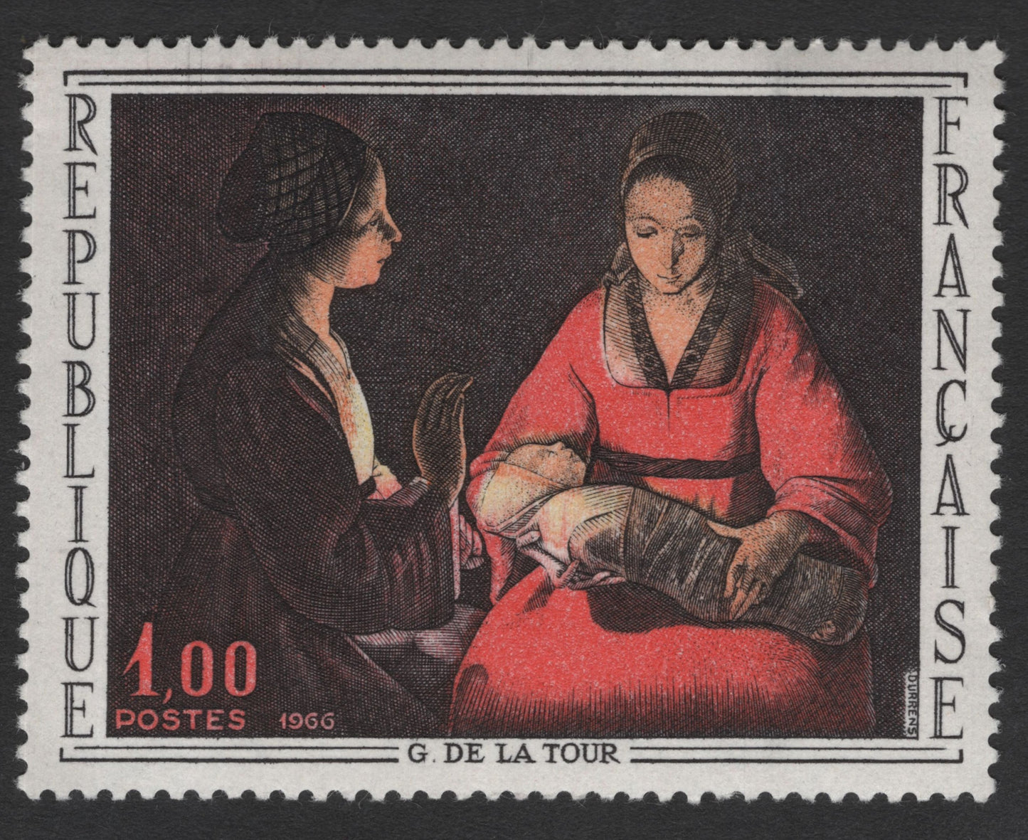 SCG11357 - France – 1.00 Franc Georges de La Tour “Nativity” Art Stamp (1966)