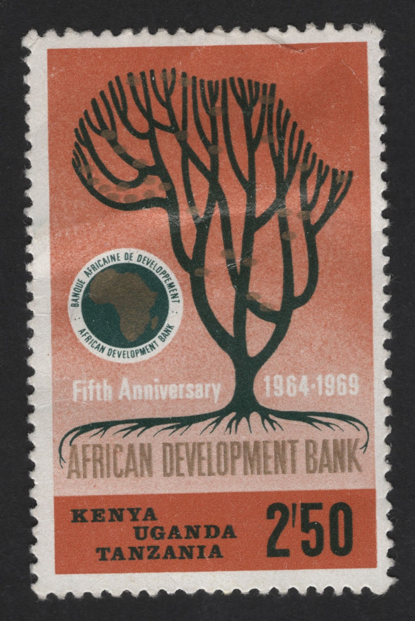 SCG13820 - Kenya, Uganda & Tanzania 2/50 – African Development Bank 5th Anniversary (1969)