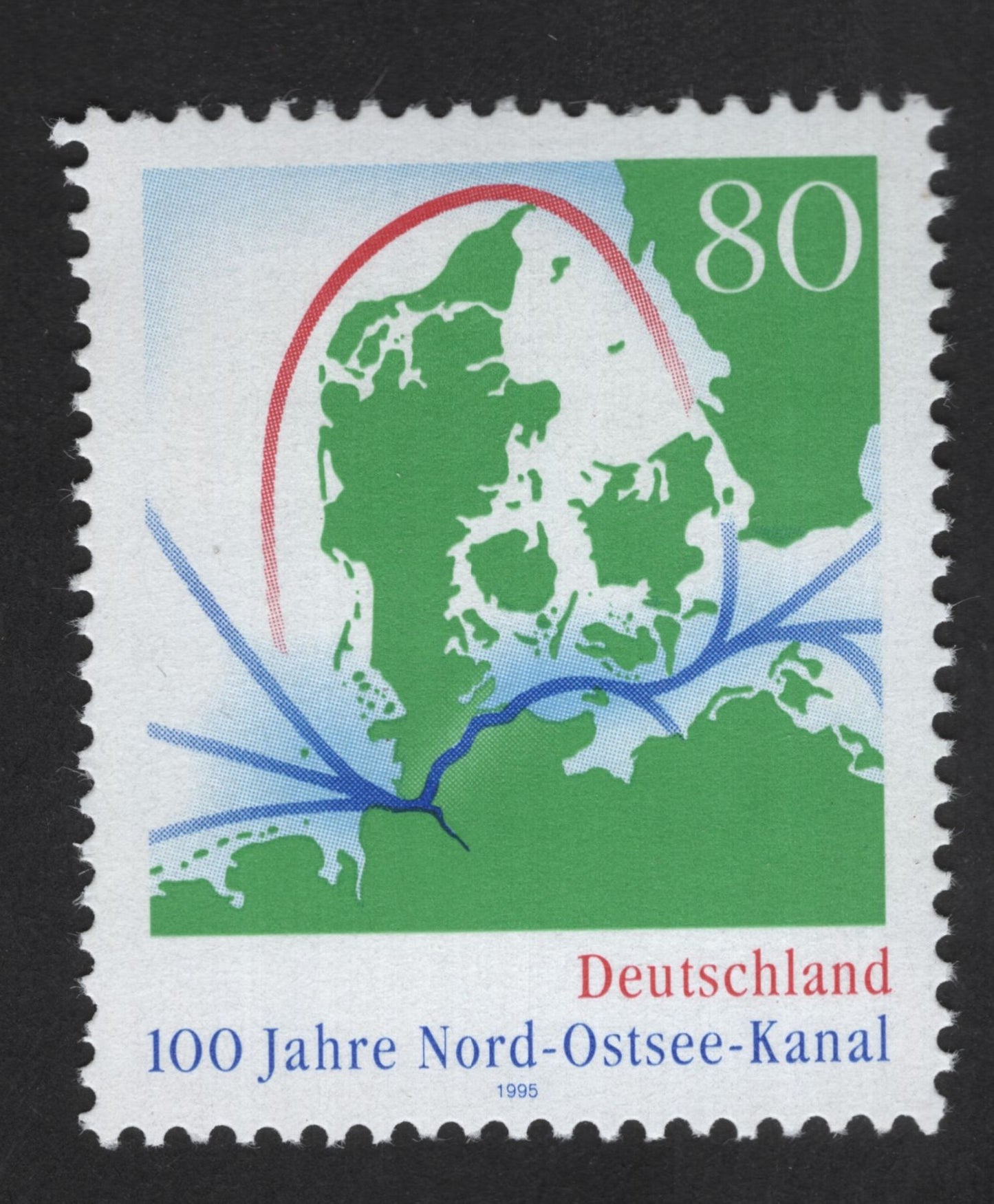SCG13803 - Germany 1995 – 100 Years of the Kiel Canal (Nord-Ostsee-Kanal) 80 Pf Stamp