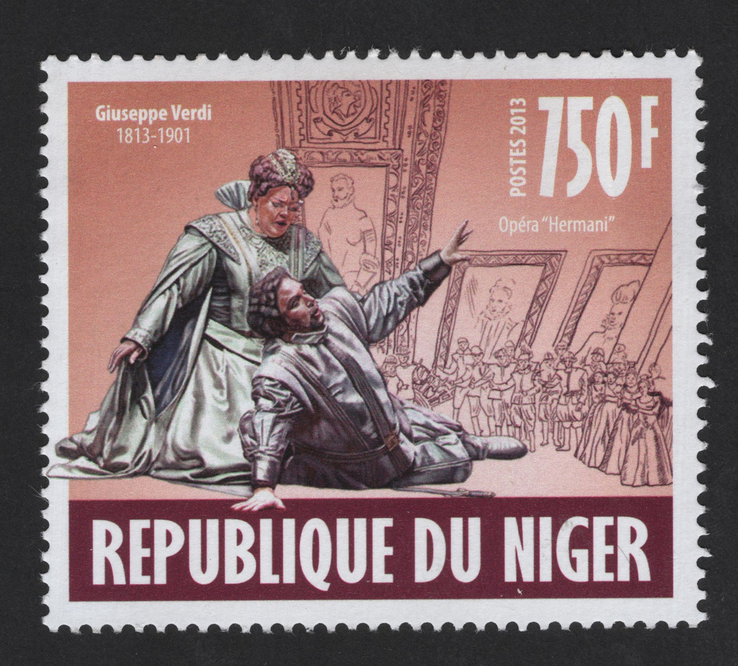 SCG13844 - Giuseppe Verdi – Opera “Hernani” Commemorative Stamp (2013, Niger)
