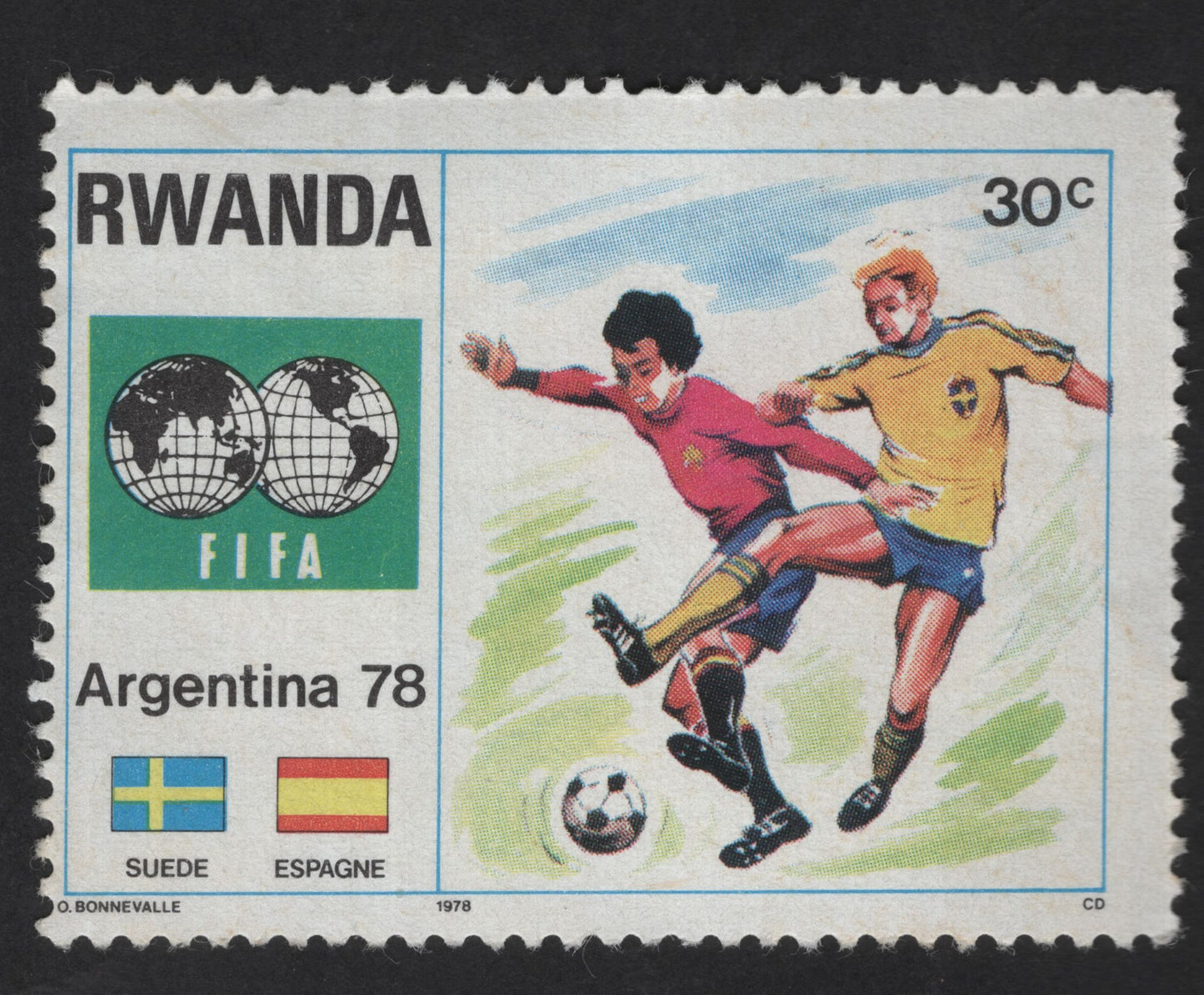 SCG13871 - Rwanda 1978 FIFA World Cup Argentina ’78 – Sweden vs Spain (30c)