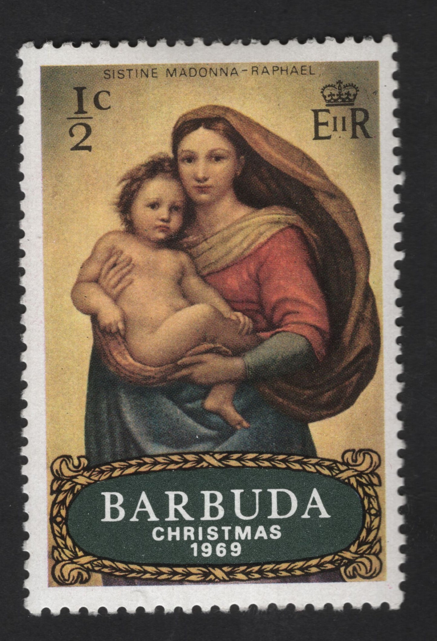 SCG13885 - Barbuda 1969 Christmas – Sistine Madonna by Raphael (½c)