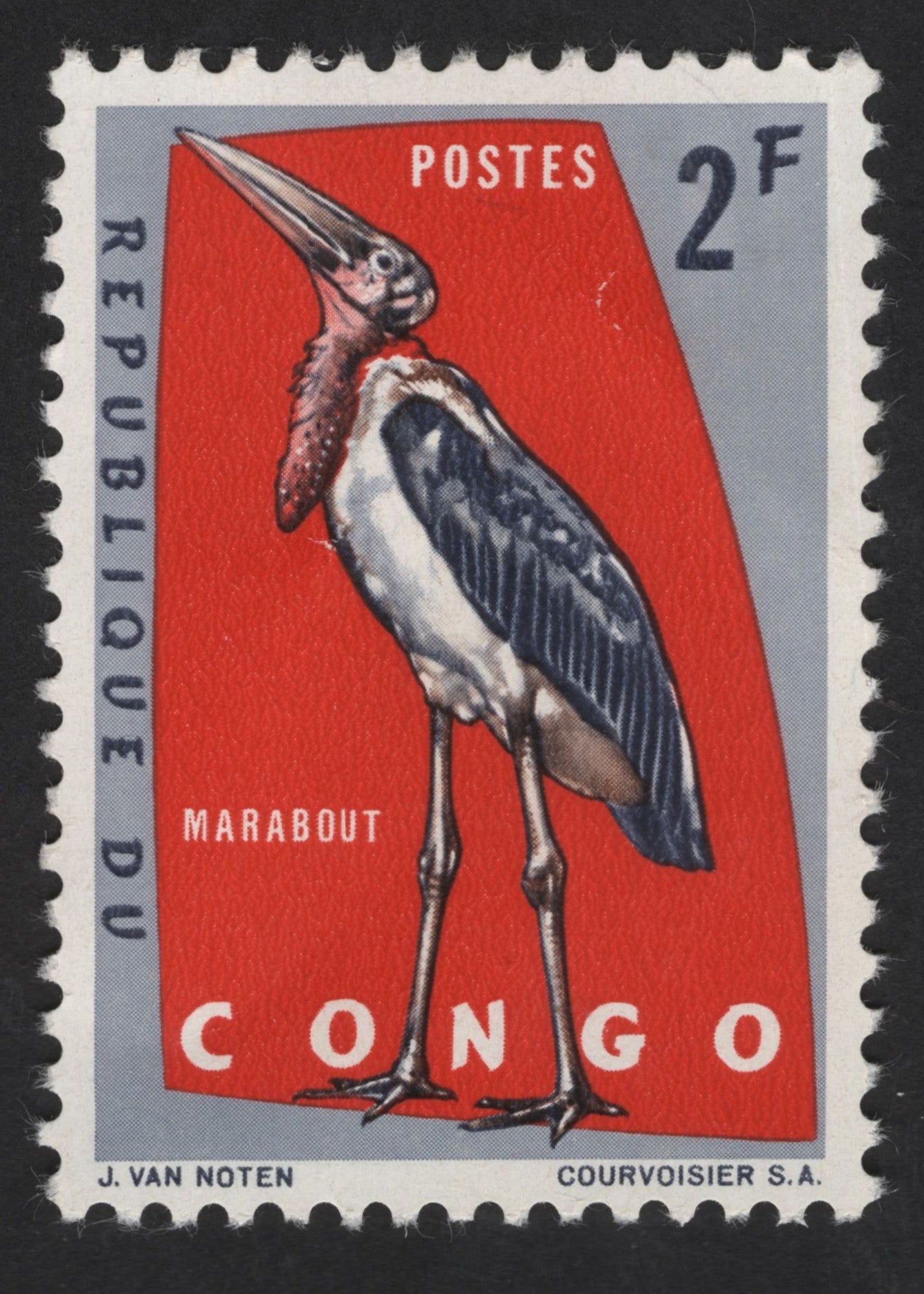 SCG13886 - Congo 2F Marabou Stork Stamp (Fauna Series)