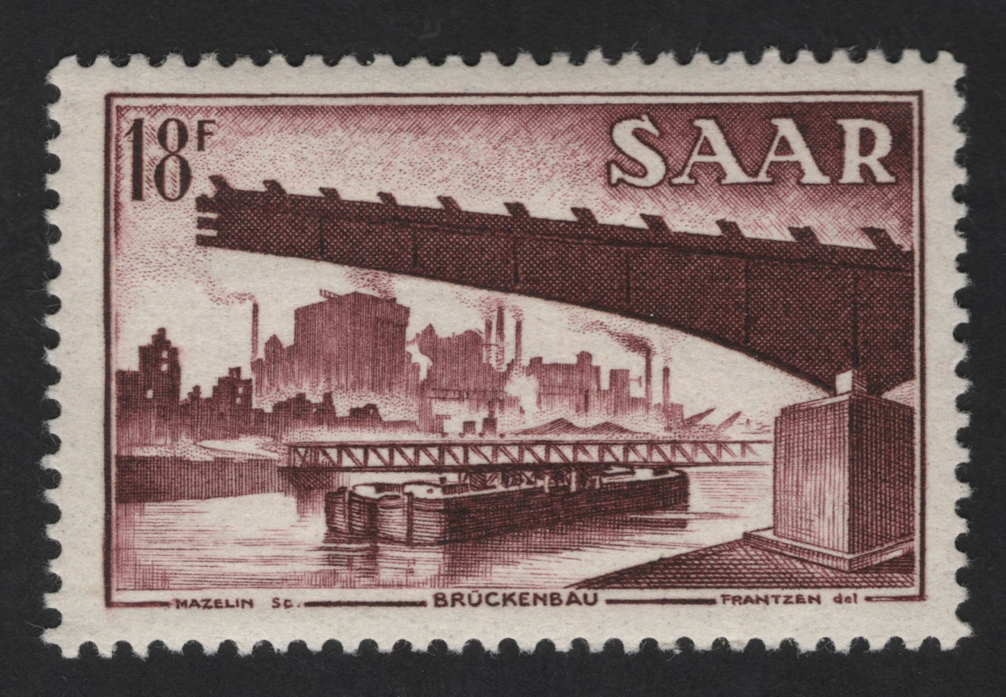 SCG13910 - Saar 18F Industrial Bridge Construction Stamp (Brückenbau)