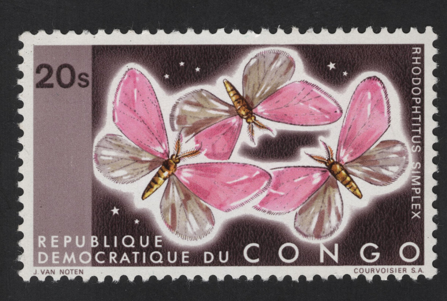 SCG13913 - Congo 20s Rhodophititus Simplex Moth Stamp