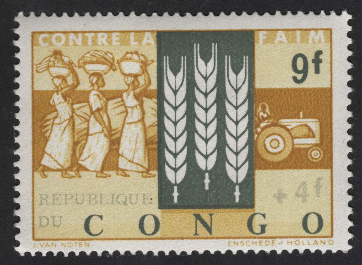 SCG13902 - Republic of Congo – “Contre la Faim” (Against Hunger) Semi-Postal Stamp (9f + 4f)