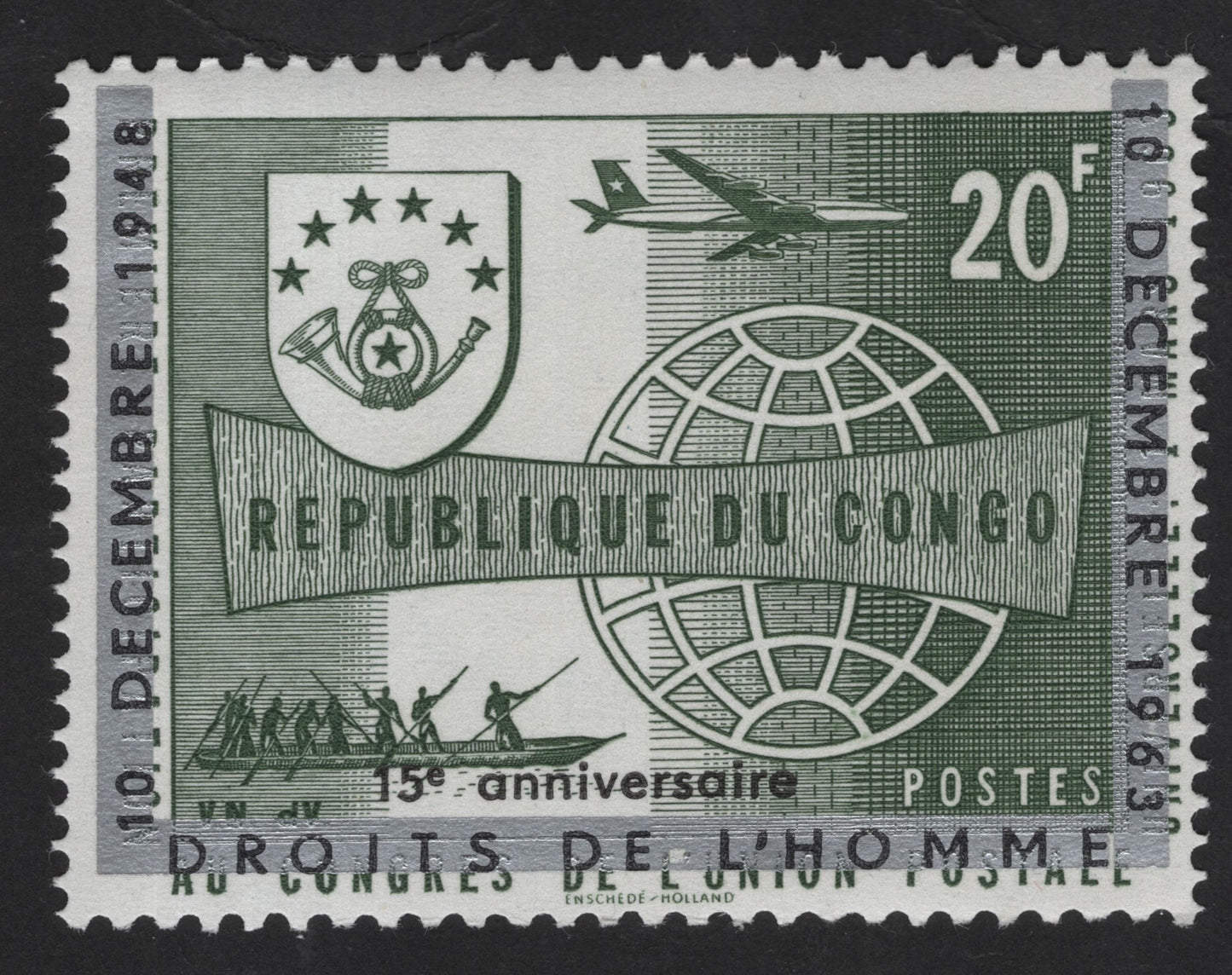 SCG13920 - Congo 20F – 13th Anniversary of the OAU (Overprinted “Décembre 1974”)