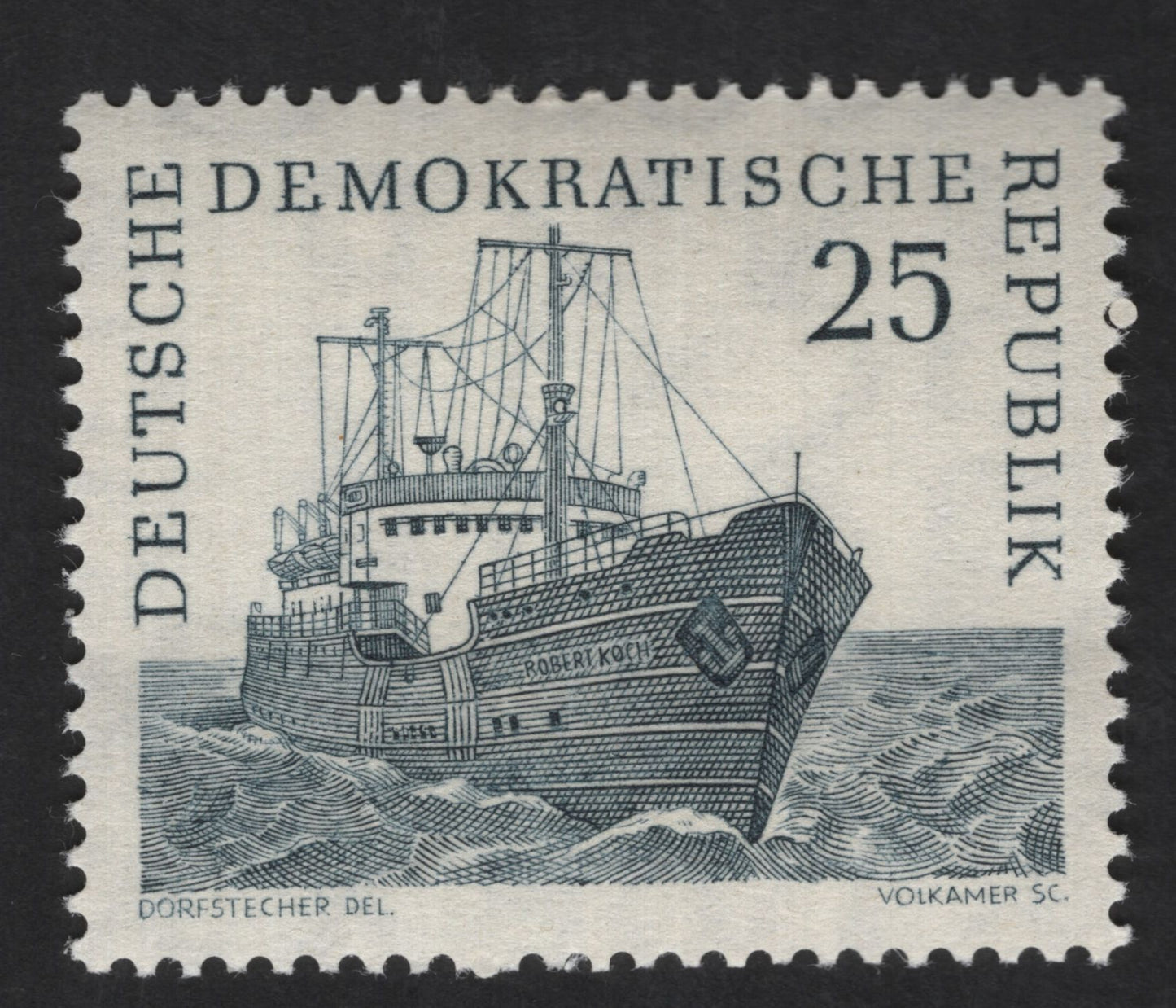 SCG13930 - Germany (DDR) 25 Pfennig Research Vessel “Robert Koch” Stamp