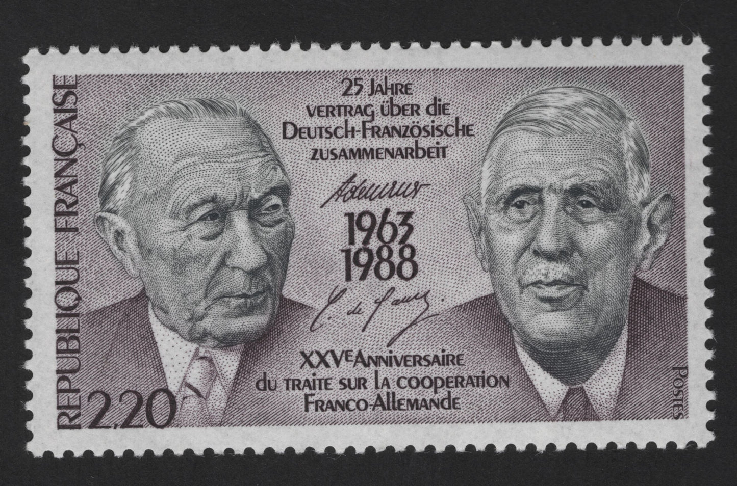 SCG13950 - France 1988 – 25th Anniversary of the Élysée Treaty (Franco-German Cooperation)