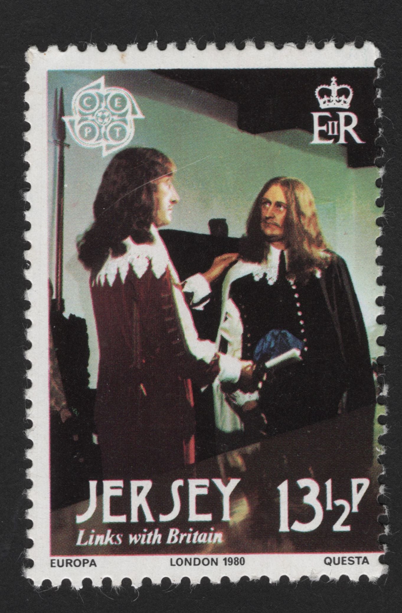 SCG13986 - Jersey 1980 – Europa “Links with Britain” (Historical Drama Scene) 13½p Stamp