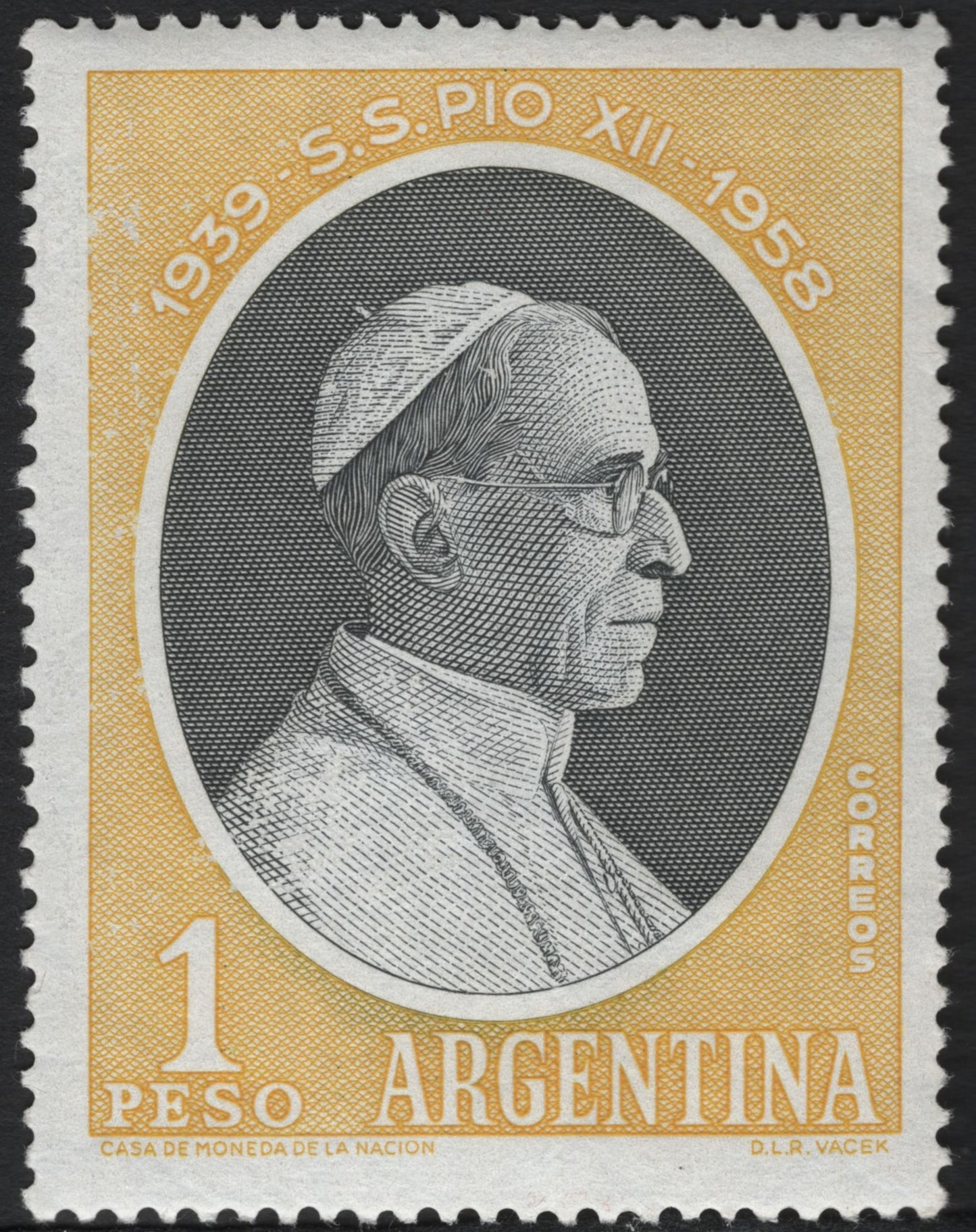 SCG7216 - Argentina 1 Peso – Pope Pius XII Commemorative (1958)
