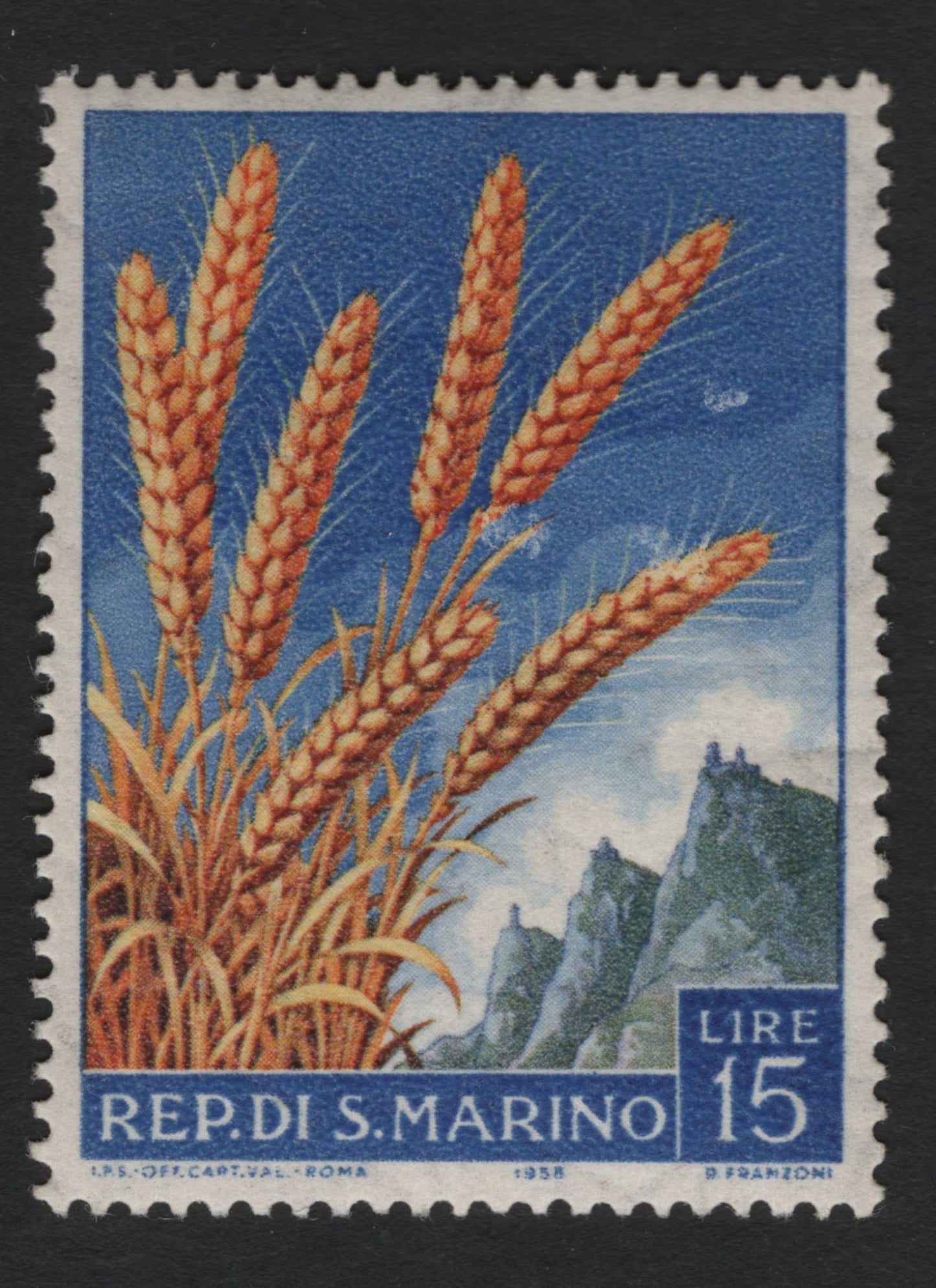 SCG7255 - San Marino 1958 – Wheat Ears and Mount Titano