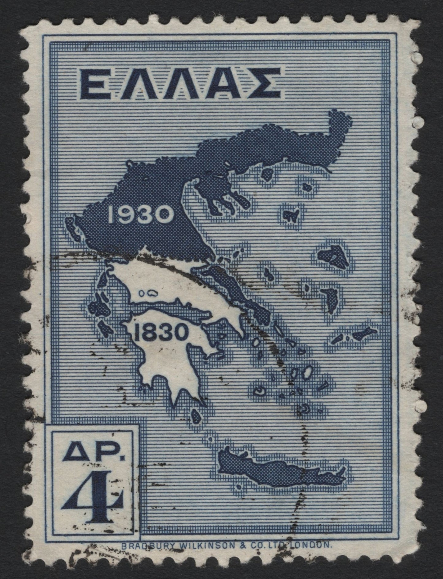 SCG7430 - Greece 1930 – Centenary of Independence Map Issue (4 Drachmai)