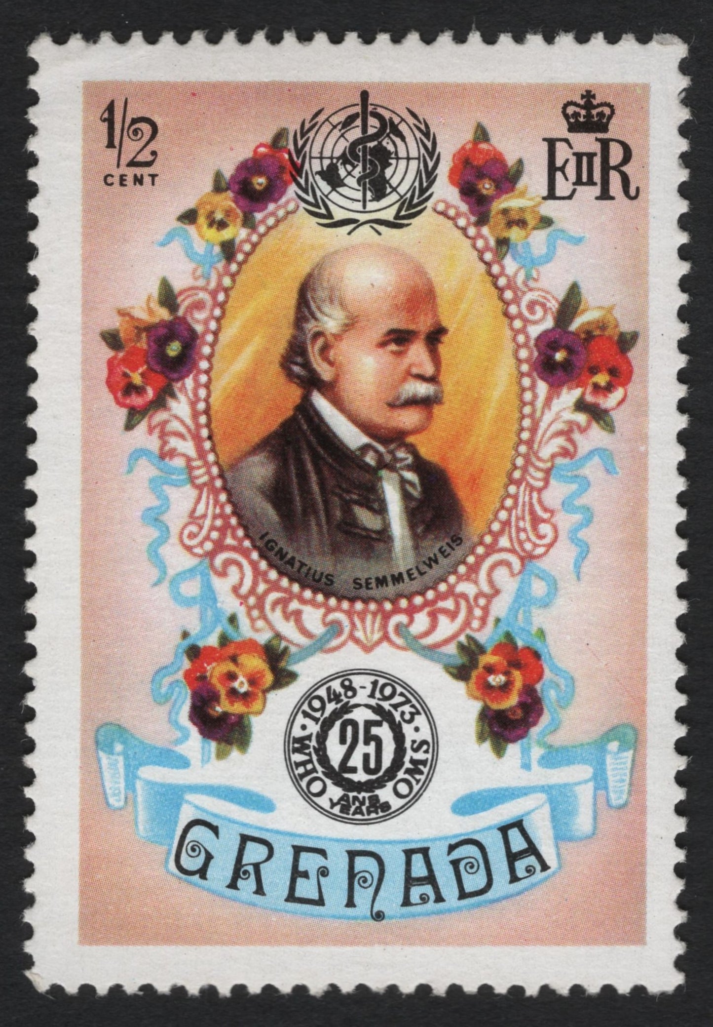 SCG10535 - 🇬🇩 Grenada – 1973 WHO 25th Anniversary “Ignatius Semmelweis” – ½c Commemorative