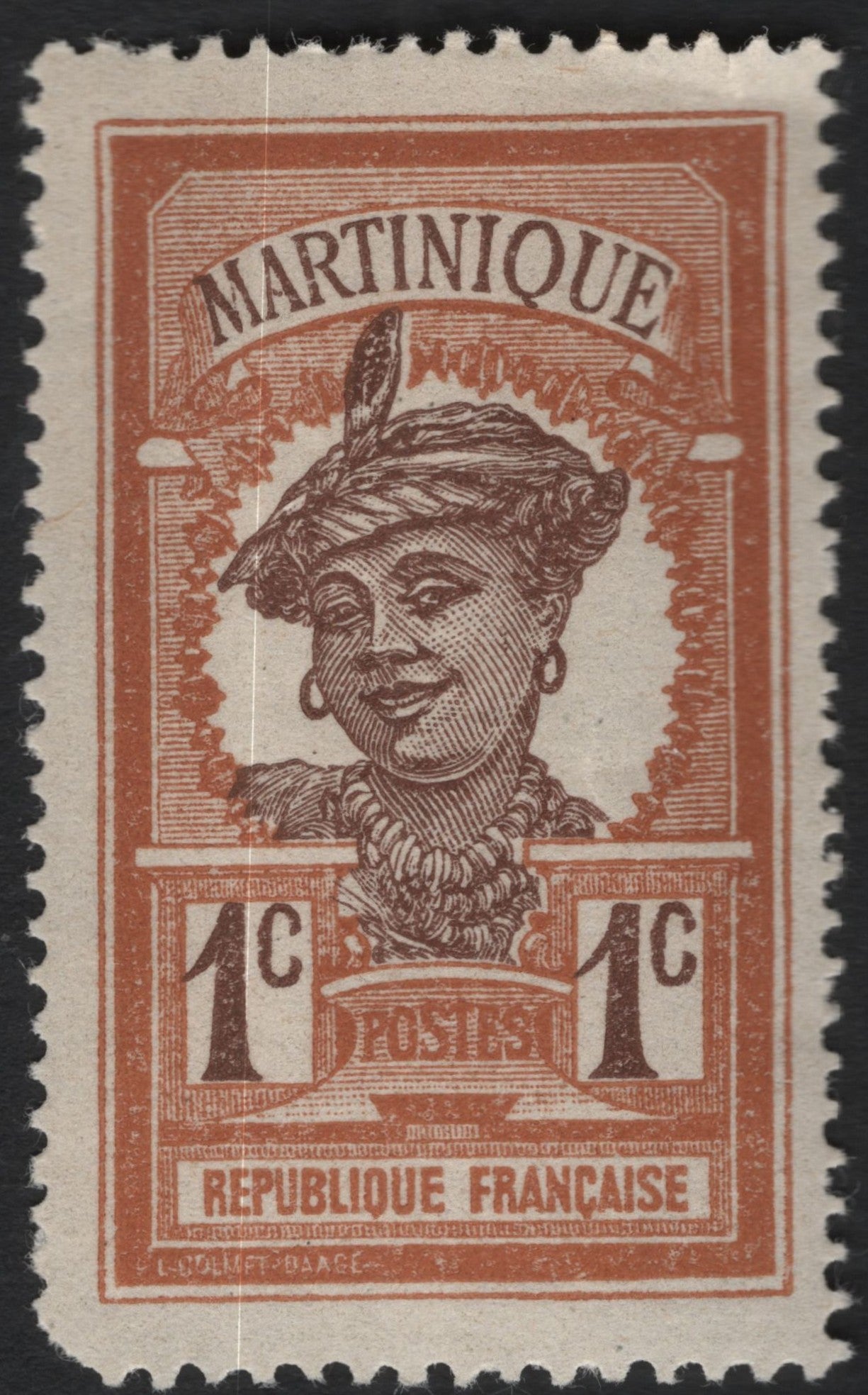 SCG10546 - Martinique – 1c “Woman of Martinique” Colonial Issue – French Republic (c.1900s)