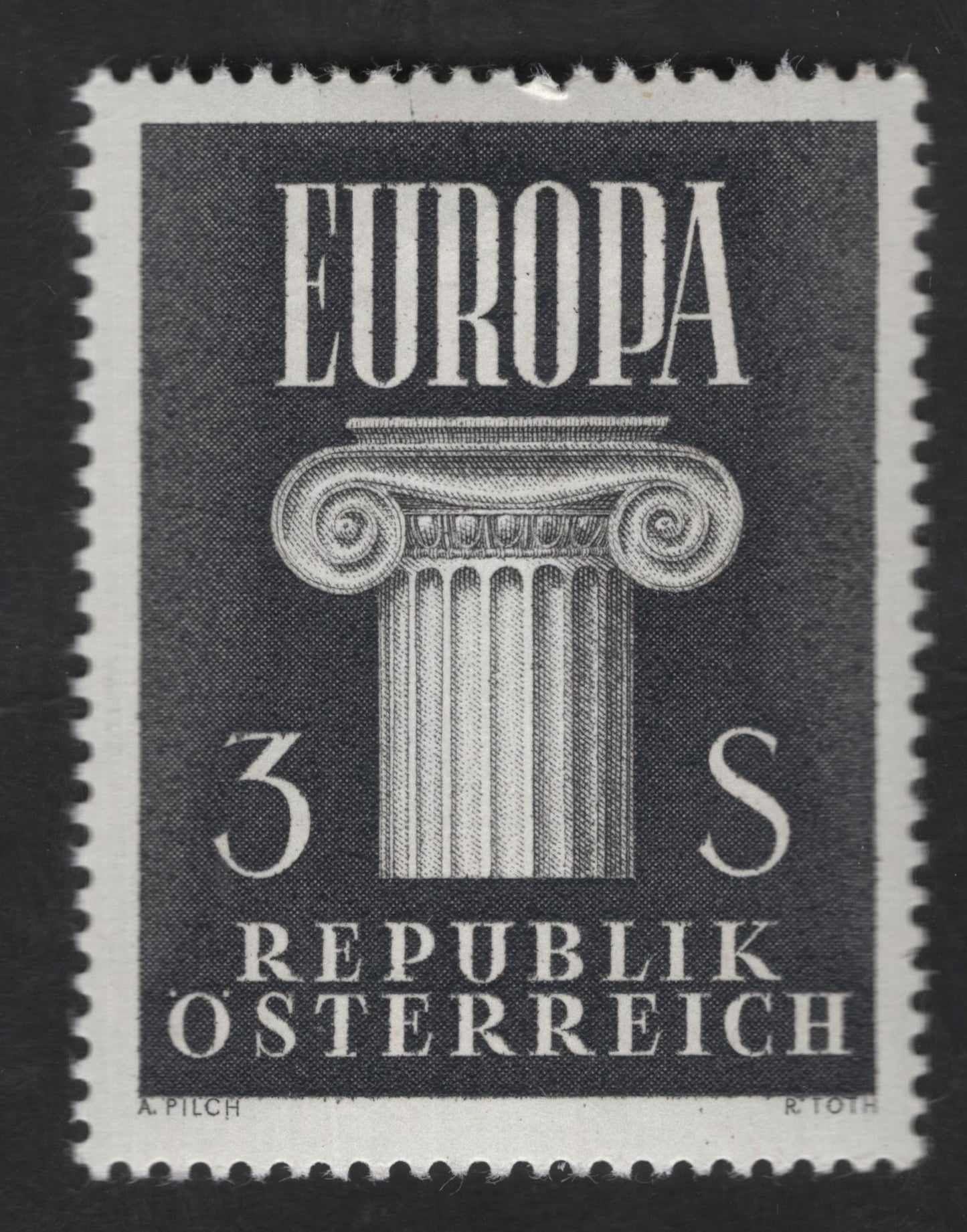 SCG12889 - Austria 1956 Europa Issue – Ionic Column Symbol of European Unity (3 Schilling)