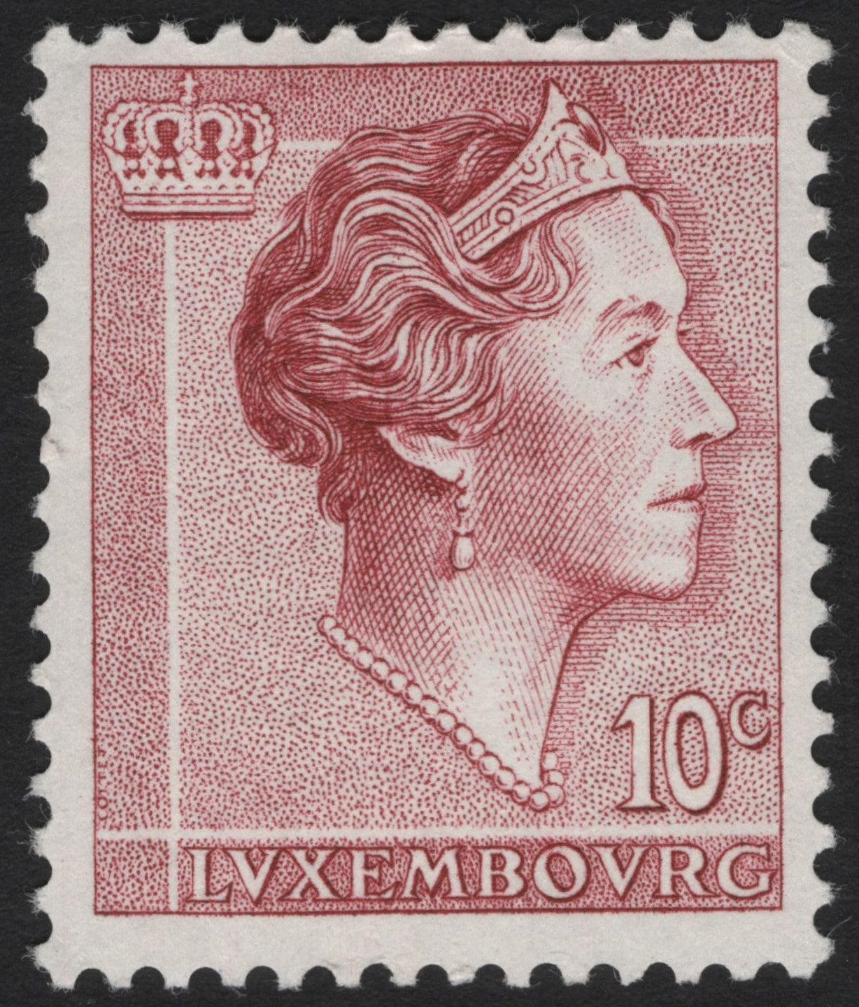 SCG6419 - Luxembourg 10c Grand Duchess Charlotte (Red, 1956 Issue)