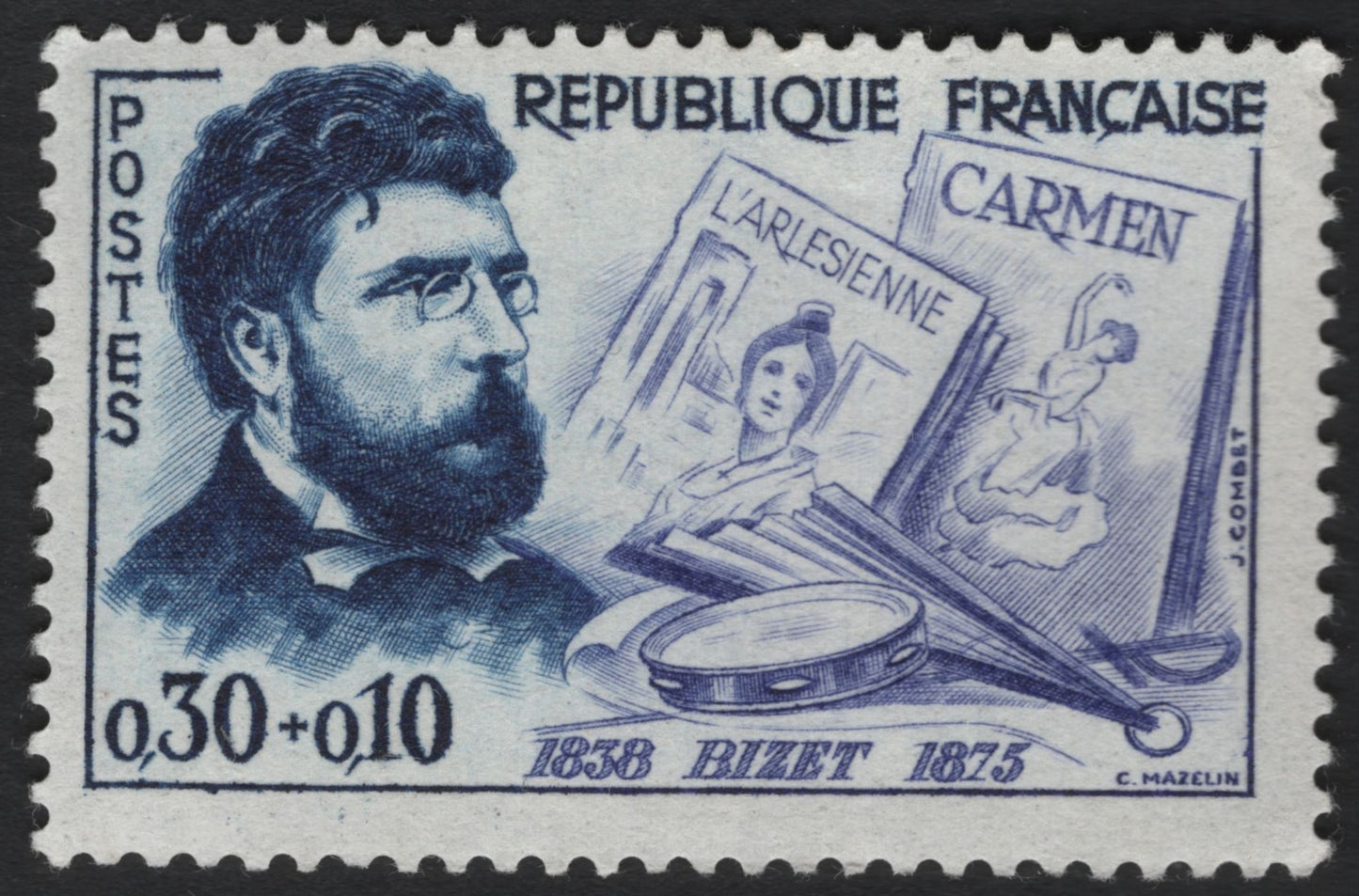 SCG6868 - France 1958 “Georges Bizet” Semi-Postal Stamp