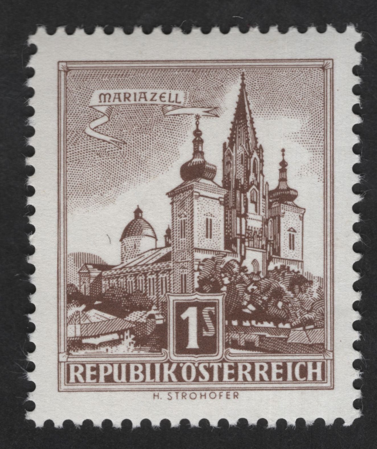 SCG12919 - Austria – Mariazell Basilica 1 Schilling Definitive Stamp