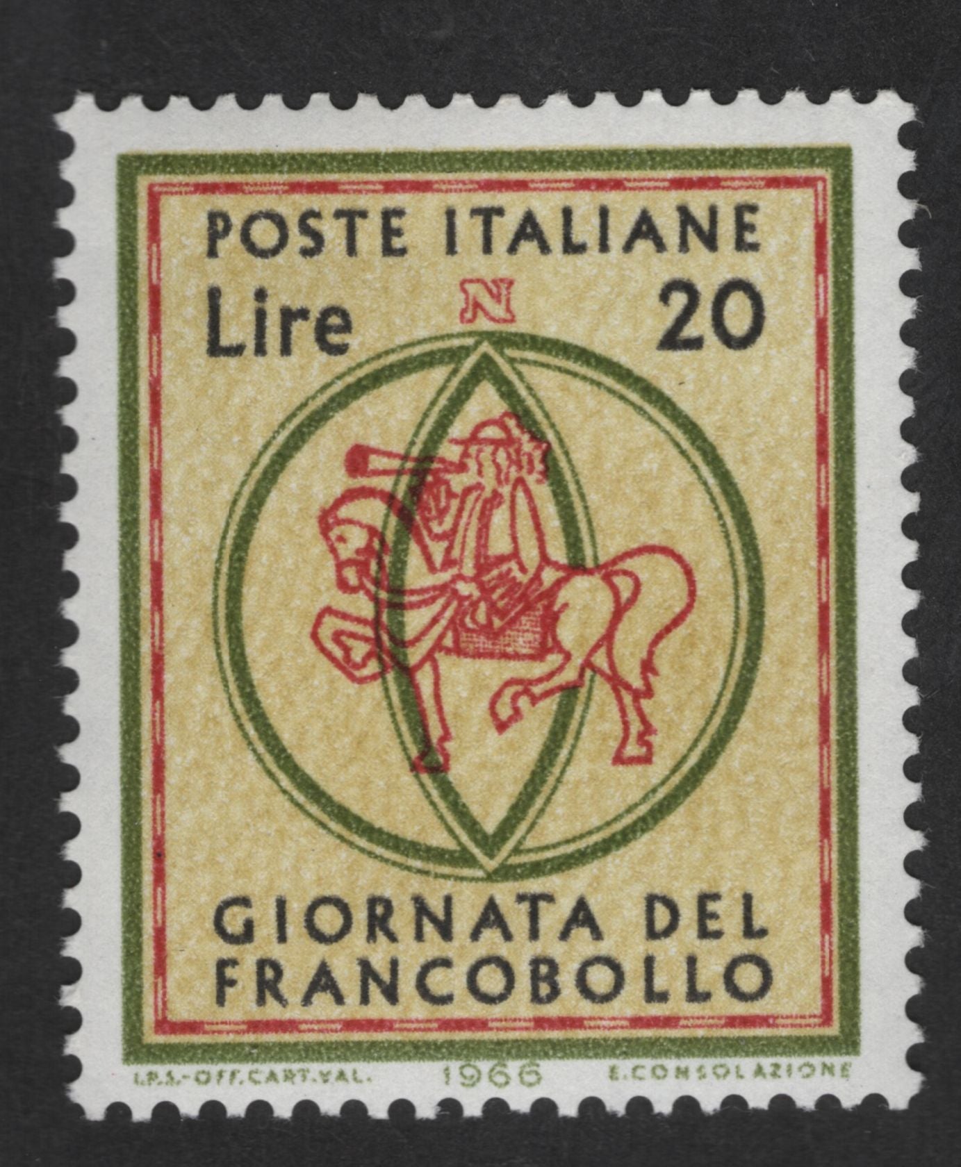 SCG12923 - Italy 1966 – Stamp Day (Giornata del Francobollo) 20 Lire Commemorative