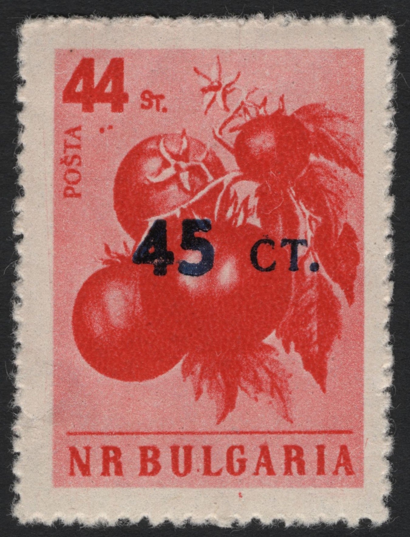 SCG6456 - Bulgaria 1949 Tomato Overprint – 45 stotinki on 44 stotinki