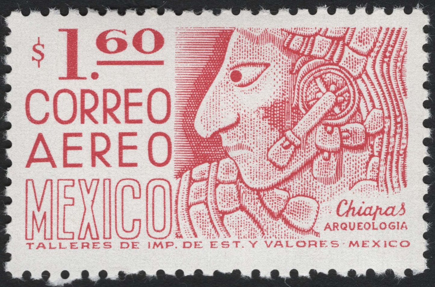 SCG6441 - Mexico $1.60 Airmail – Chiapas Archaeological Motif