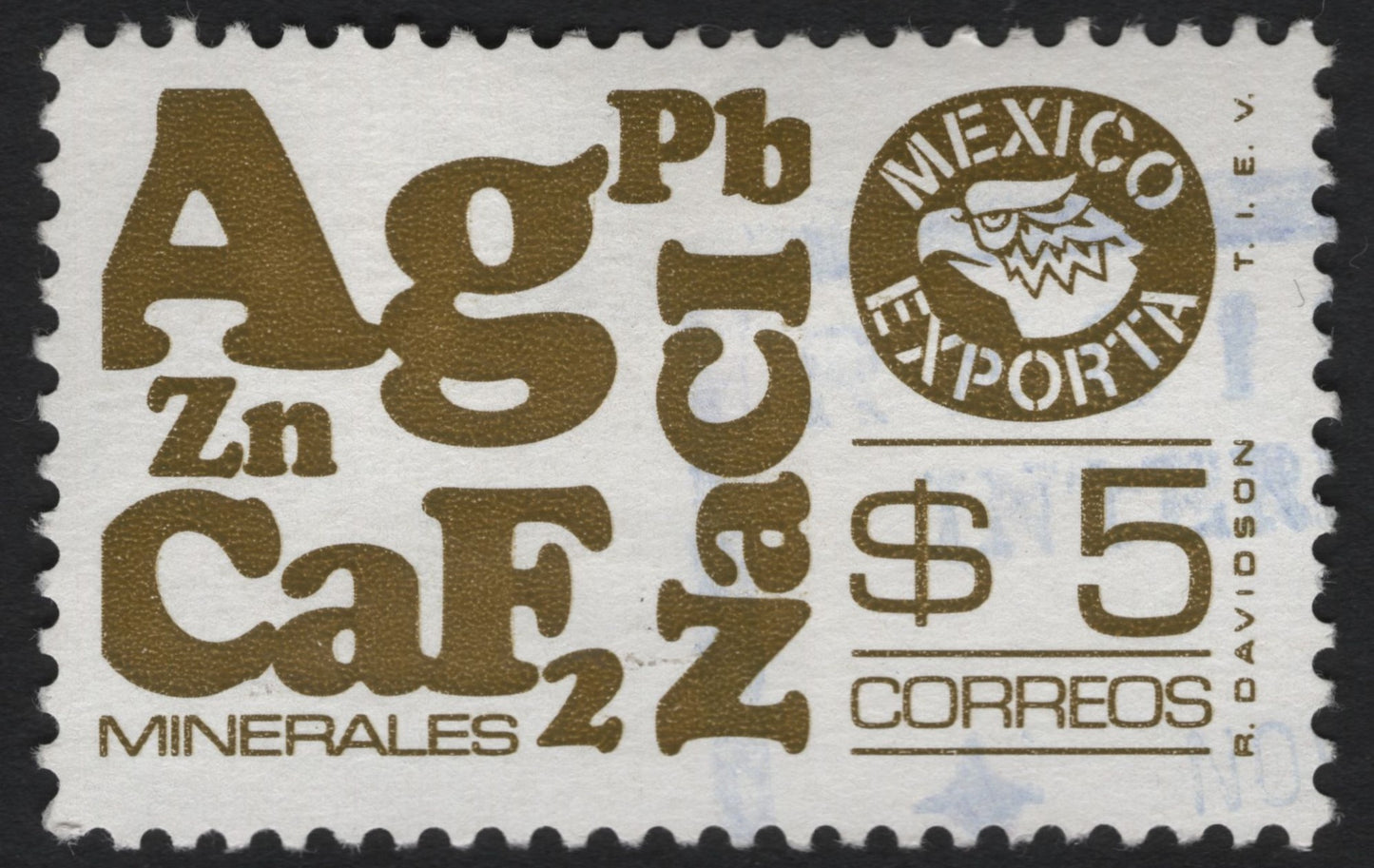 SCG10564 - Mexico 1975 “Minerales / Exporta” – $5 Airmail Stamp (Ag–Zn–Pb Series)