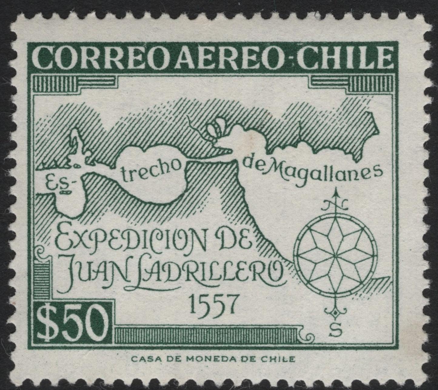 SCG6443 - Chile 1957 – Juan Ladrillero Expedition, Strait of Magellan Airmail ($50)