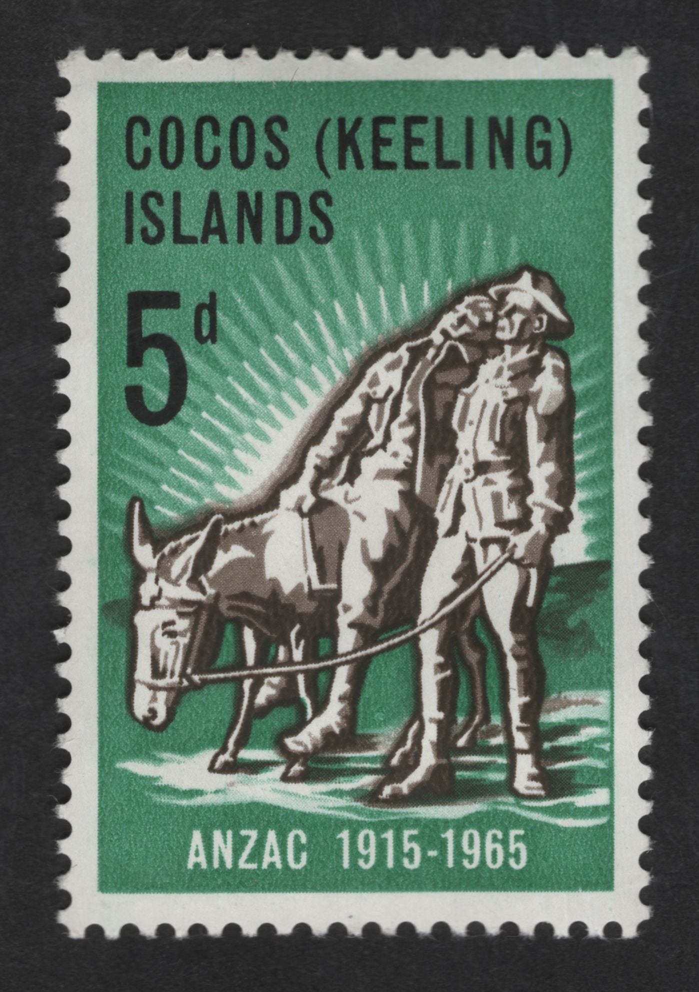 SCG12942 - Cocos (Keeling) Islands 1965 – ANZAC 50th Anniversary 5d Commemorative