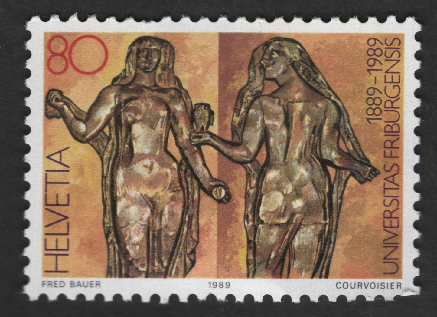 SCG12947 - Switzerland 1989 – Centenary of the University of Fribourg (Helvetia Sculpture) 80 Rp