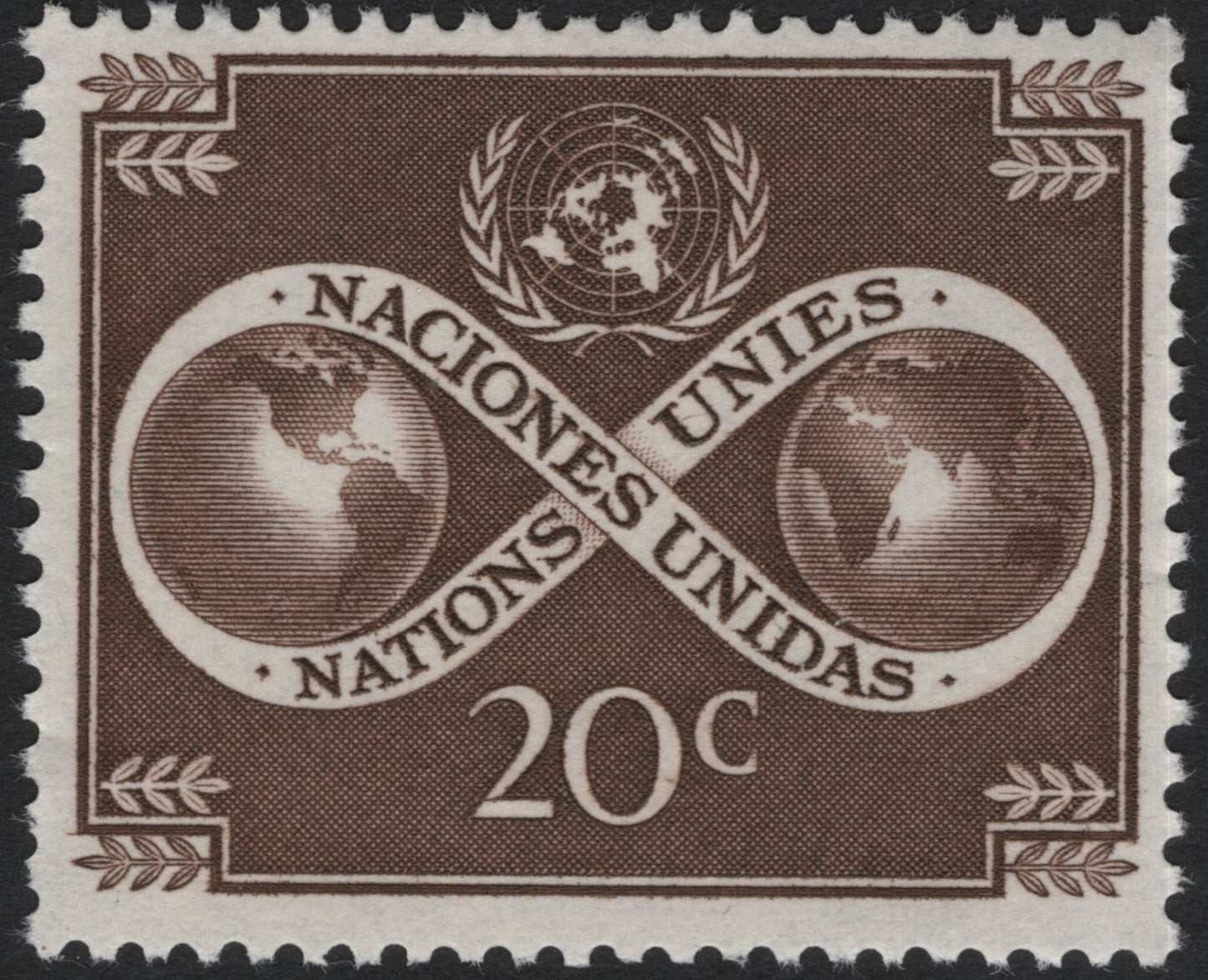 SCG6478 - United Nations 1951 “Naciones Unidas” 20c Issue