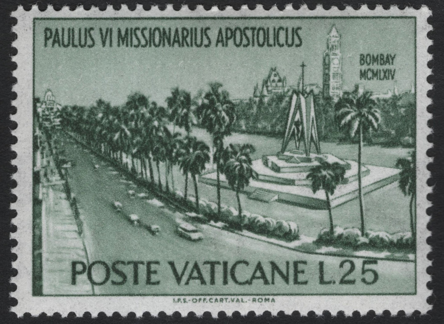SCG10849 - Vatican City 1964 Paul VI Visit to Bombay – 25 Lire Airmail Issue