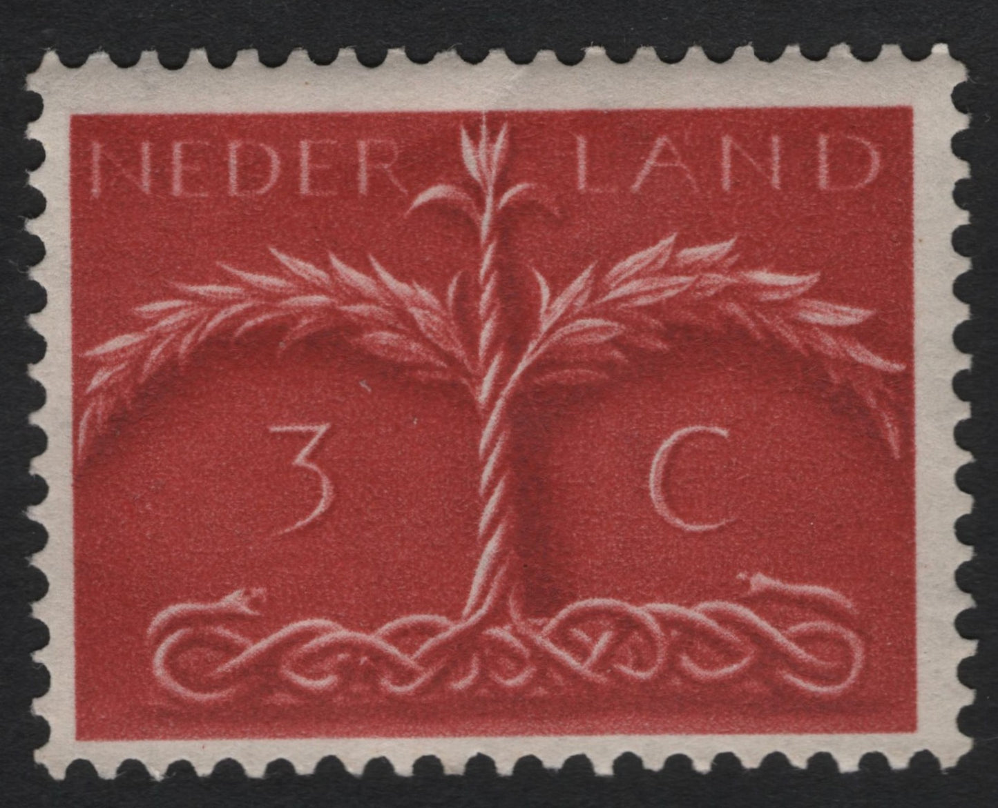 SCG10585 - Netherlands 3c “Tree & Roots” Definitive Stamp – 1946 (Red)