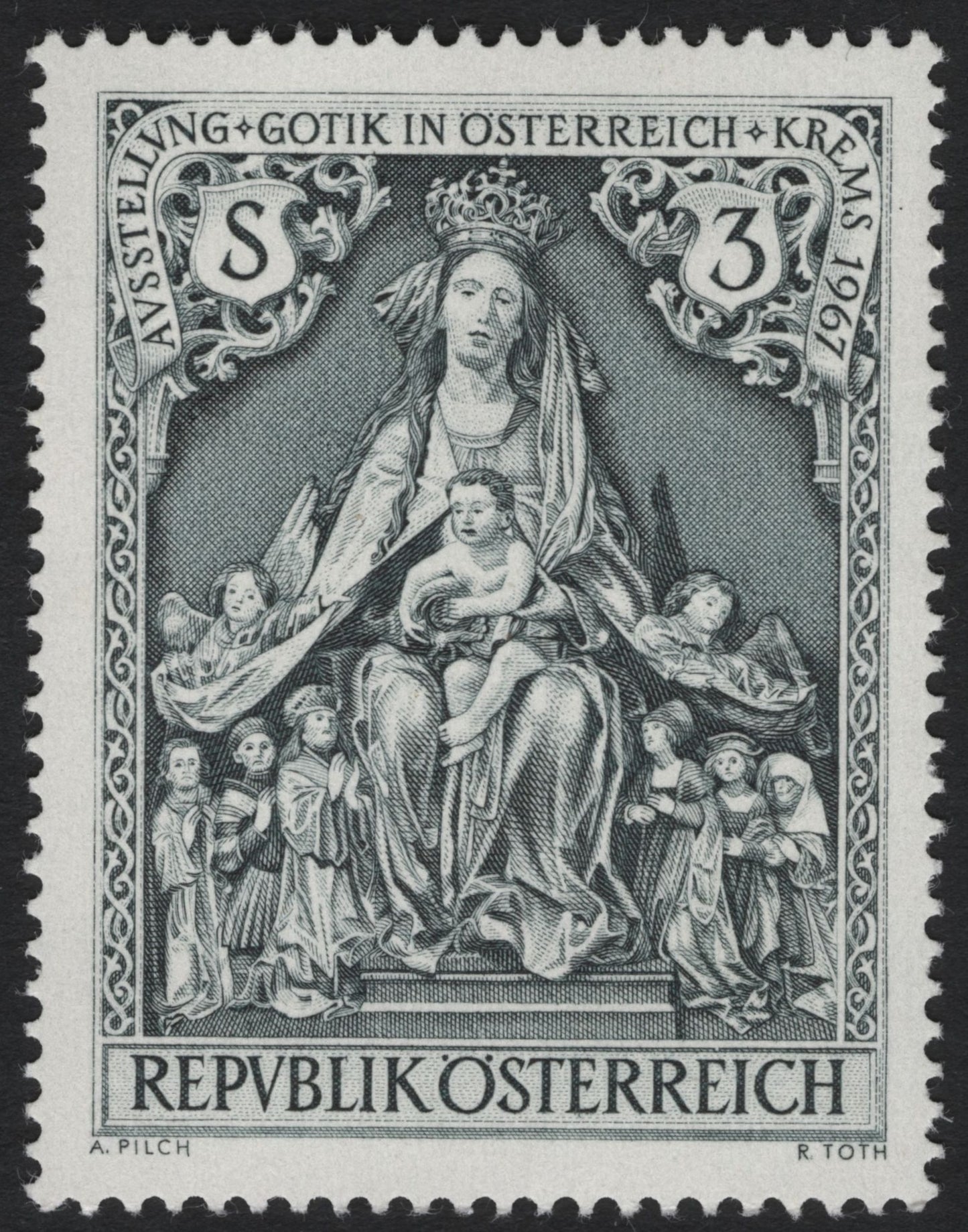 SCG7017 - Austria 1967 “Gothic Art in Austria” Exhibition Stamp (Krems)
