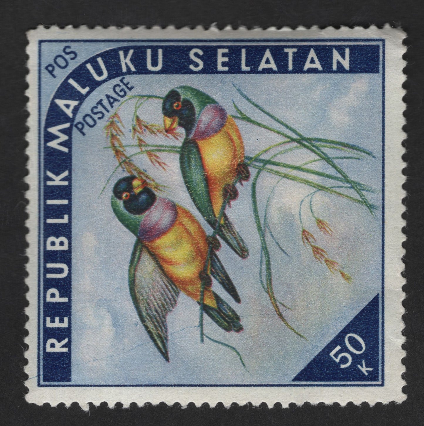 SCG12967 - Republic of Maluku Selatan 50k – Tropical Birds Stamp