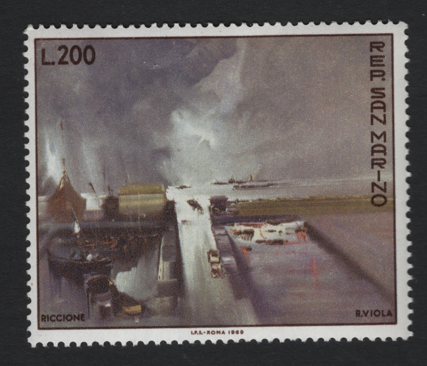 SCG10838 - San Marino 1969 Riccione Harbour Painting – L.200
