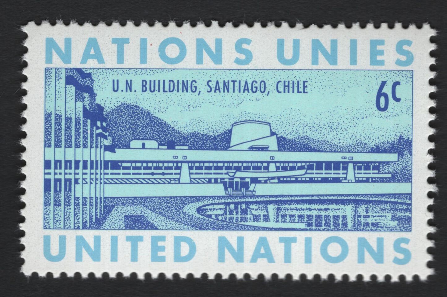 SCG6521 - United Nations 6¢ – U.N. Building, Santiago, Chile (1960s)