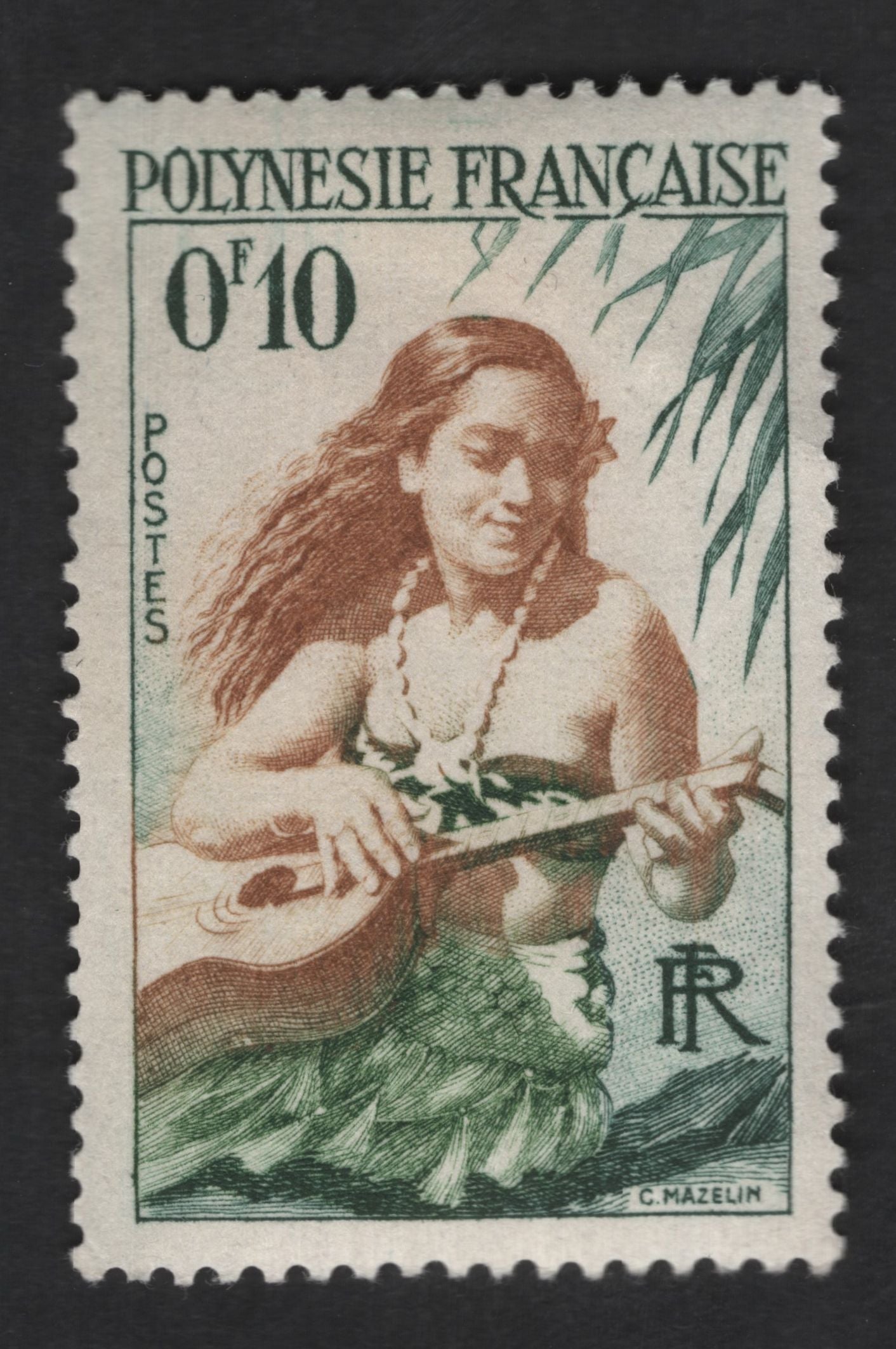 SCG12972 - French Polynesia 0.10F Traditional Musician Stamp