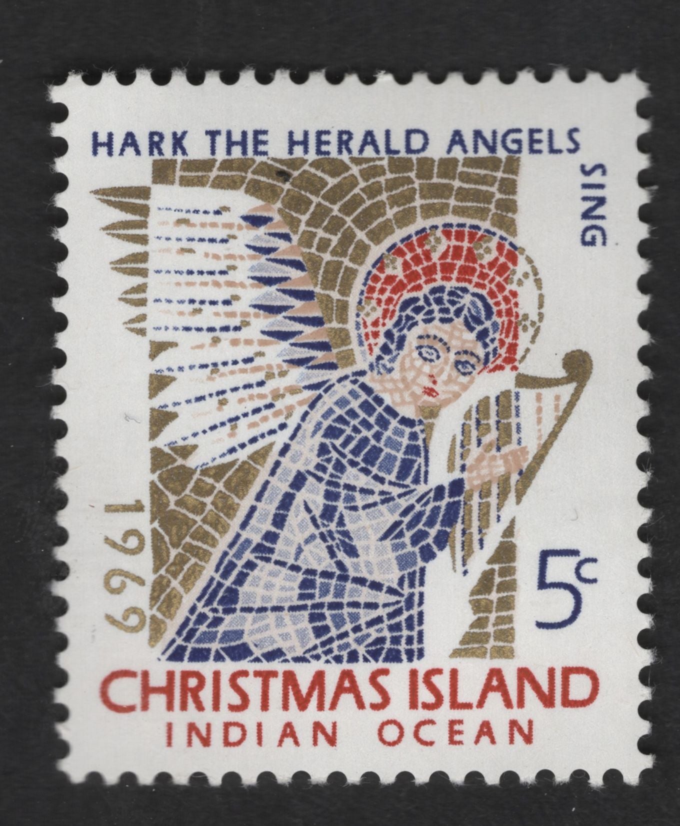 SCG12995 - Christmas Island 1969 – “Hark the Herald Angels Sing” Christmas Stamp (5c)