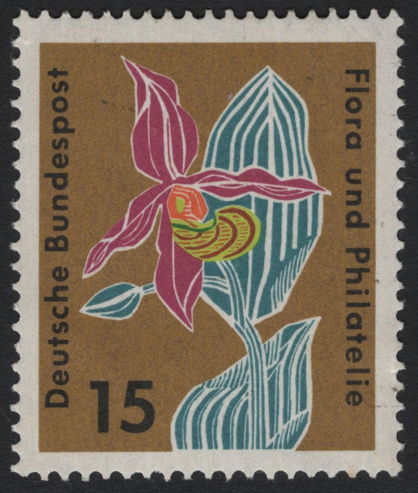 SCG7189 - Germany 1967 – “Flora und Philatelie” Lady’s Slipper Orchid