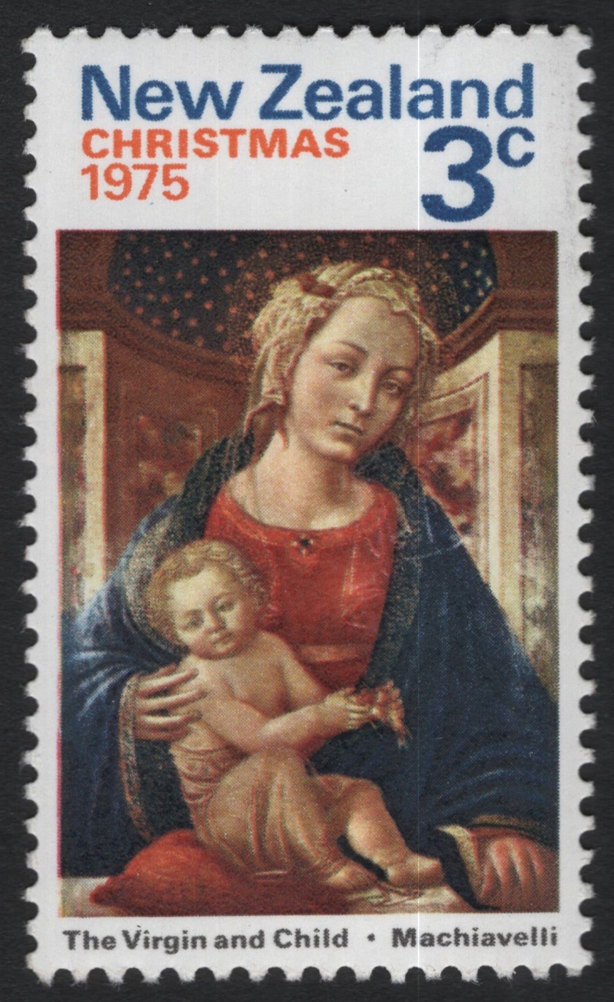 SCG10551 - New Zealand 1975 Christmas – “The Virgin and Child” (Machiavelli) – 3c Commemorative