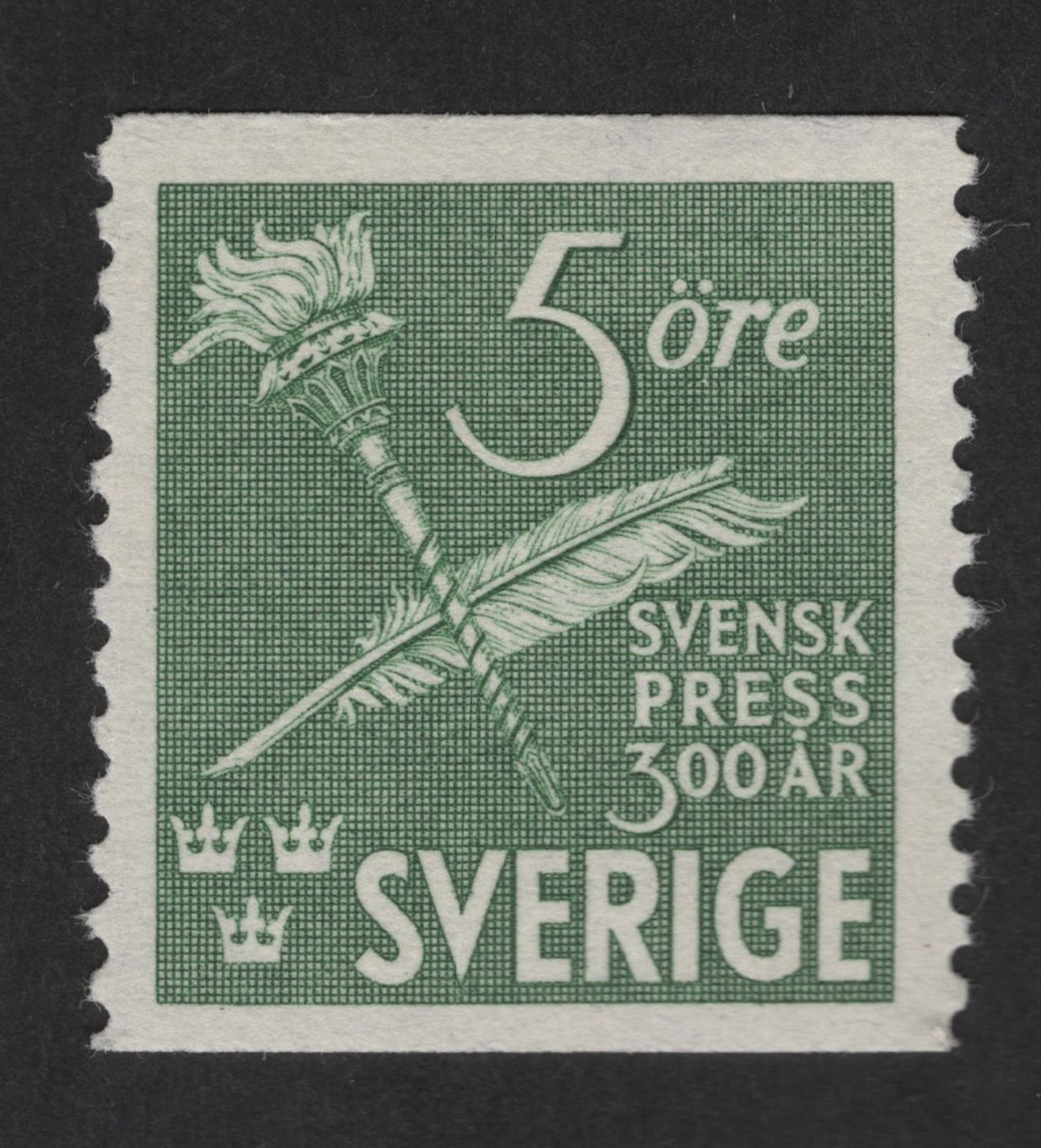 SCG12877 - Sweden 5 Öre Svensk Press 300 Years Commemorative Stamp (1948)