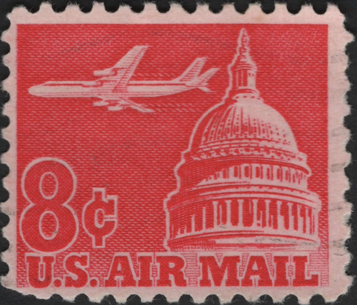 SCG10881 - USA 1960s 8¢ Airmail – Jet Airliner & U.S. Capitol Dome (Scott C64)