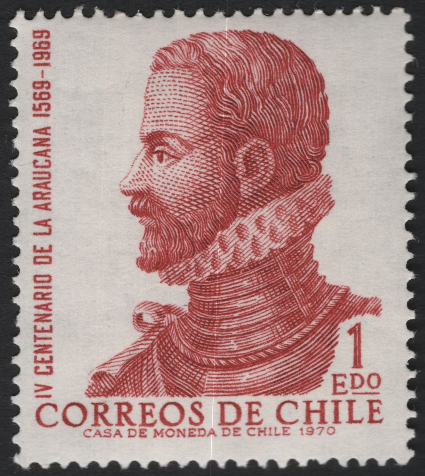 SCG10555 - 🇨🇱 Chile 1970 – “IV Centenario de La Araucana” – Alonso de Ercilla (1 Eº)