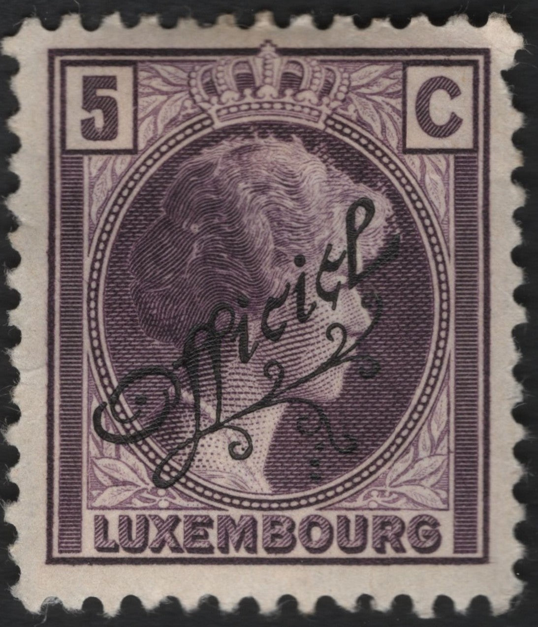 SCG10889 - Luxembourg 5c Violet Official Overprint – Grand Duchess Marie-Adélaïde (c.1914)