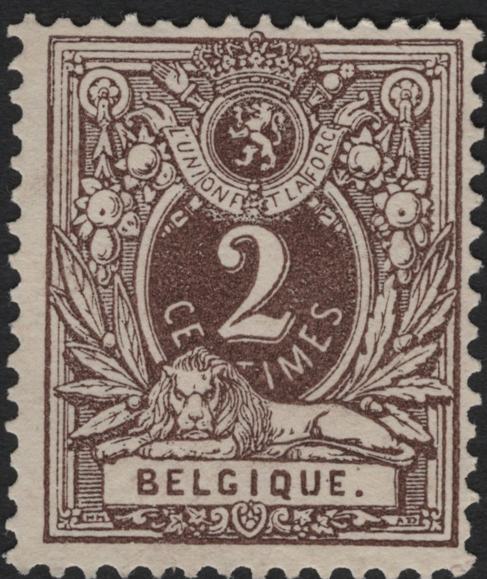 SCG10896 - Belgium 2c Brown “Lion & Royal Arms” Definitive – Early Coat of Arms Issue