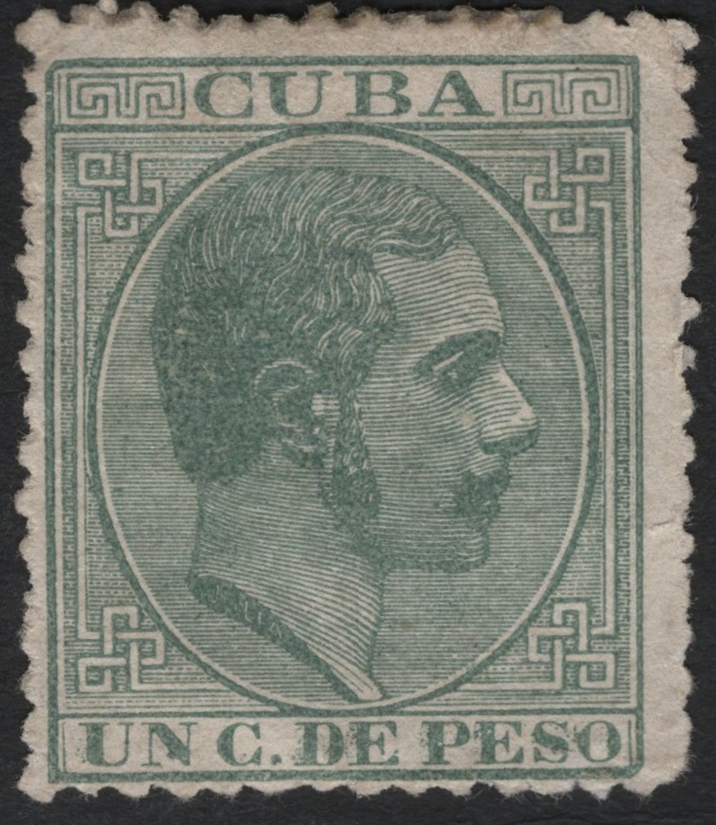 SCG10898 - 🇨🇺 Cuba – 1c de Peso Green “Alfonso XII” Classic Issue (c.1879–1881)