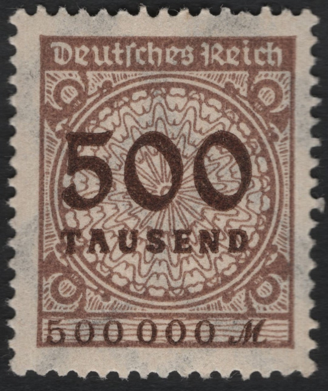 SCG10904 - Germany 1923 Hyperinflation Surcharge – 500 Tausend on 500,000 Mark, Brown (Deutsches Reich)