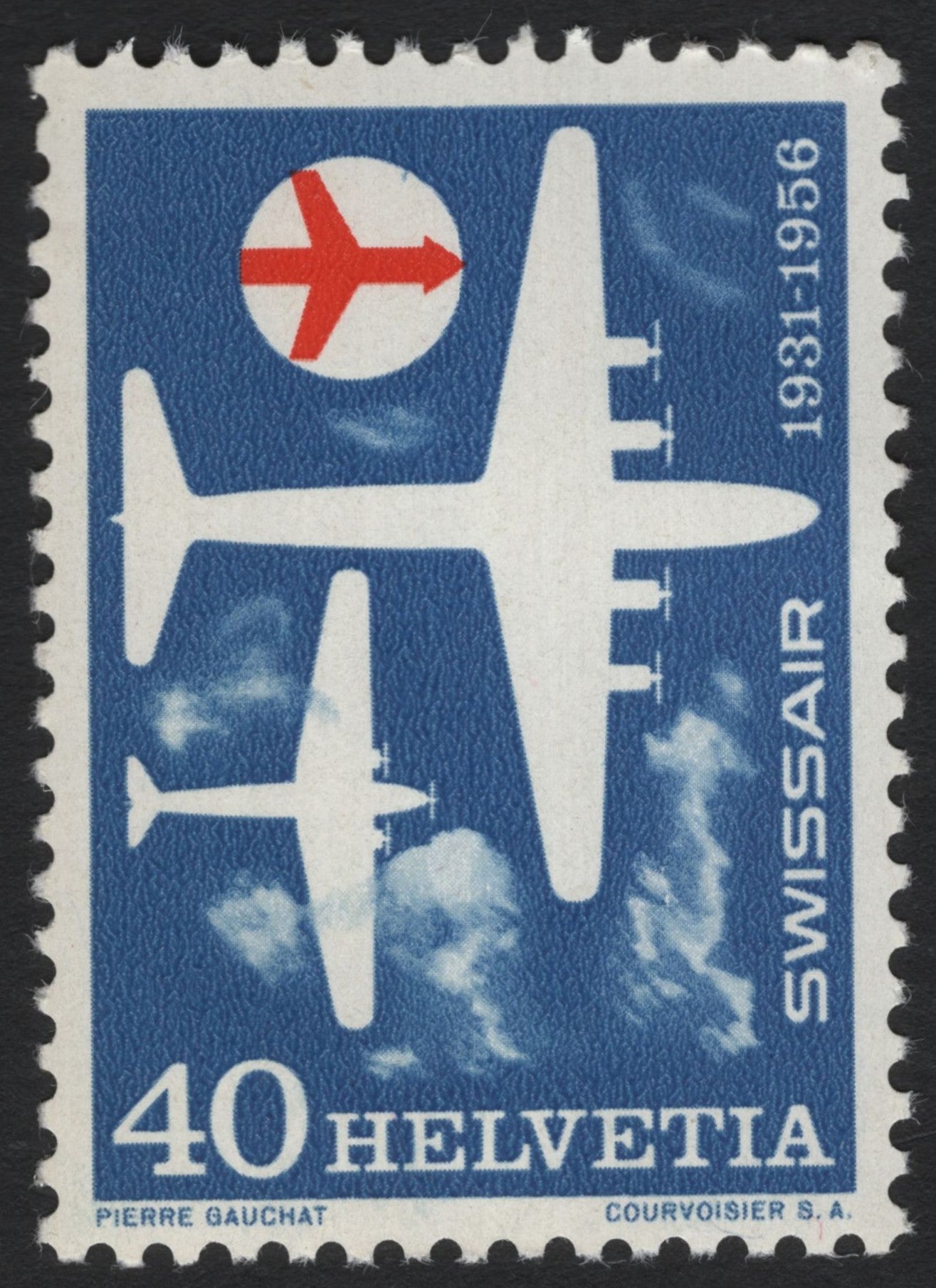 SCG6849 - Switzerland 1956 “Swissair 25th Anniversary” (40c Helvetia)